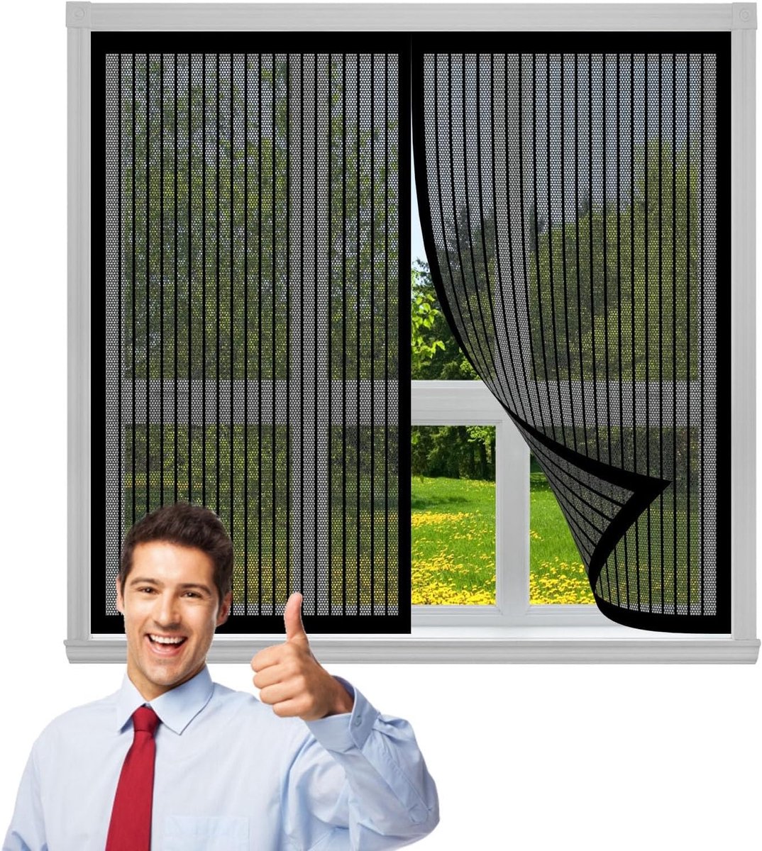 Raamhor - Insectenhor Deur - Insecten Buiten - Magnetische Sluiting - 41 x 200 cm - Zwart