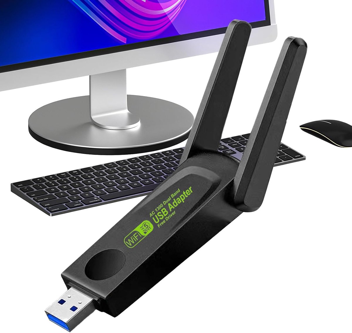 Draadloze Wifi Adapter - Wifi Dongle - Snelle Internetverbinding - Dual Band AC1300 - 1300 Mbit/s - Zwart