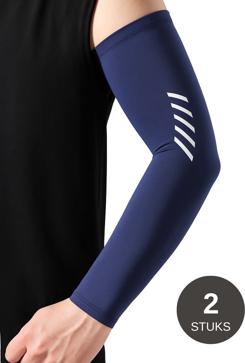 U Fit One UPF 50+ UV Bescherming Arm Sleeves - Verkoelend - Fiets Armstukken UV Bescherming - Blauw- Unisex - 2 Stuks - Maat M