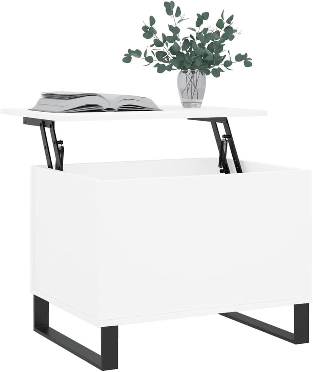 Salontafel - Woonkamertafel - Werken en dineren - Opklapbaar tafelblad - 60 x 45 cm - Wit