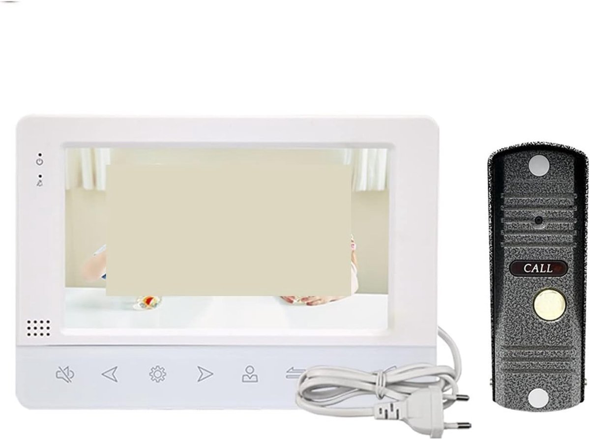 Video Deurbel - Video Intercom - Veiligheid Thuis - Bewegingsdetectie - 7 Inch Monitor - Zwart