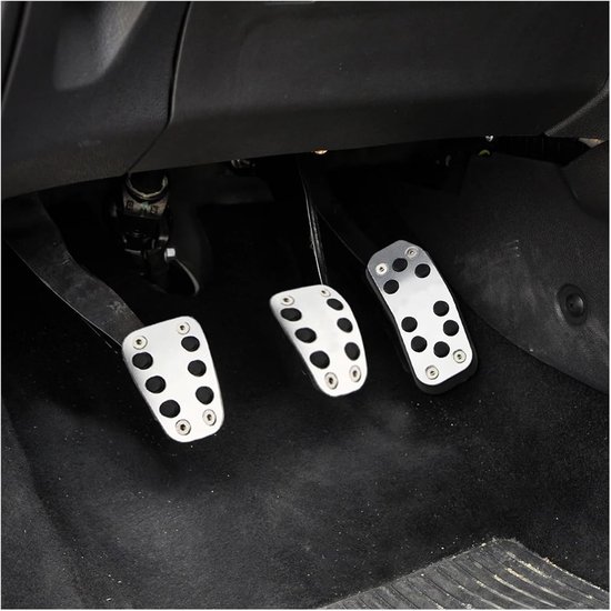Auto Pedaal Covers - Gaspedaal Anti-slip - Veiliger Rijden - Verhoogde Wrijving - Set van 3 - Zilver Zwart — afbeelding 4