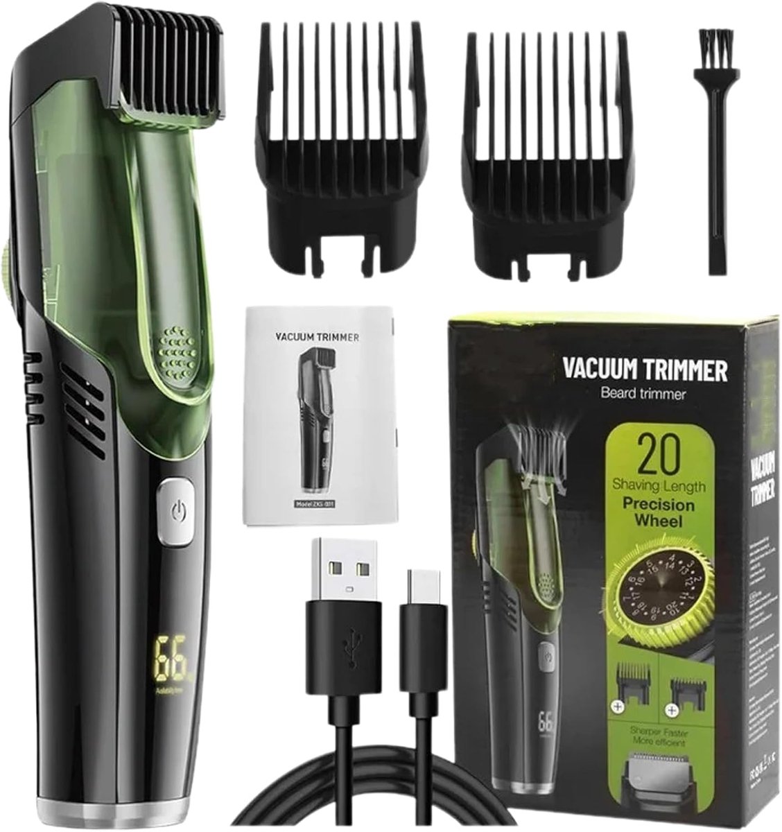 Baardtrimmer Scheerapparaat - Haarverwijderaar - Persoonlijke Verzorging - Met Haaropvang - IPX6 Waterdicht - Zwart