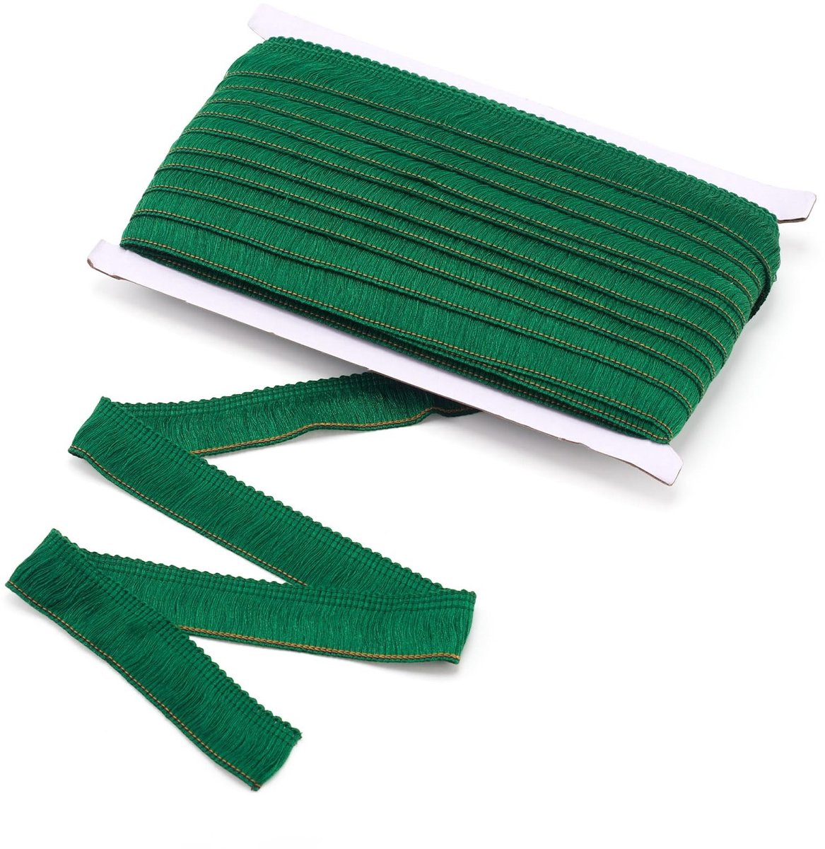 Dailygoods- Franje Kwastje Kant Trim 25 mm - Polyester Lint - Groen - 25 meter - Lichtgewicht - Duurzaam Materiaal