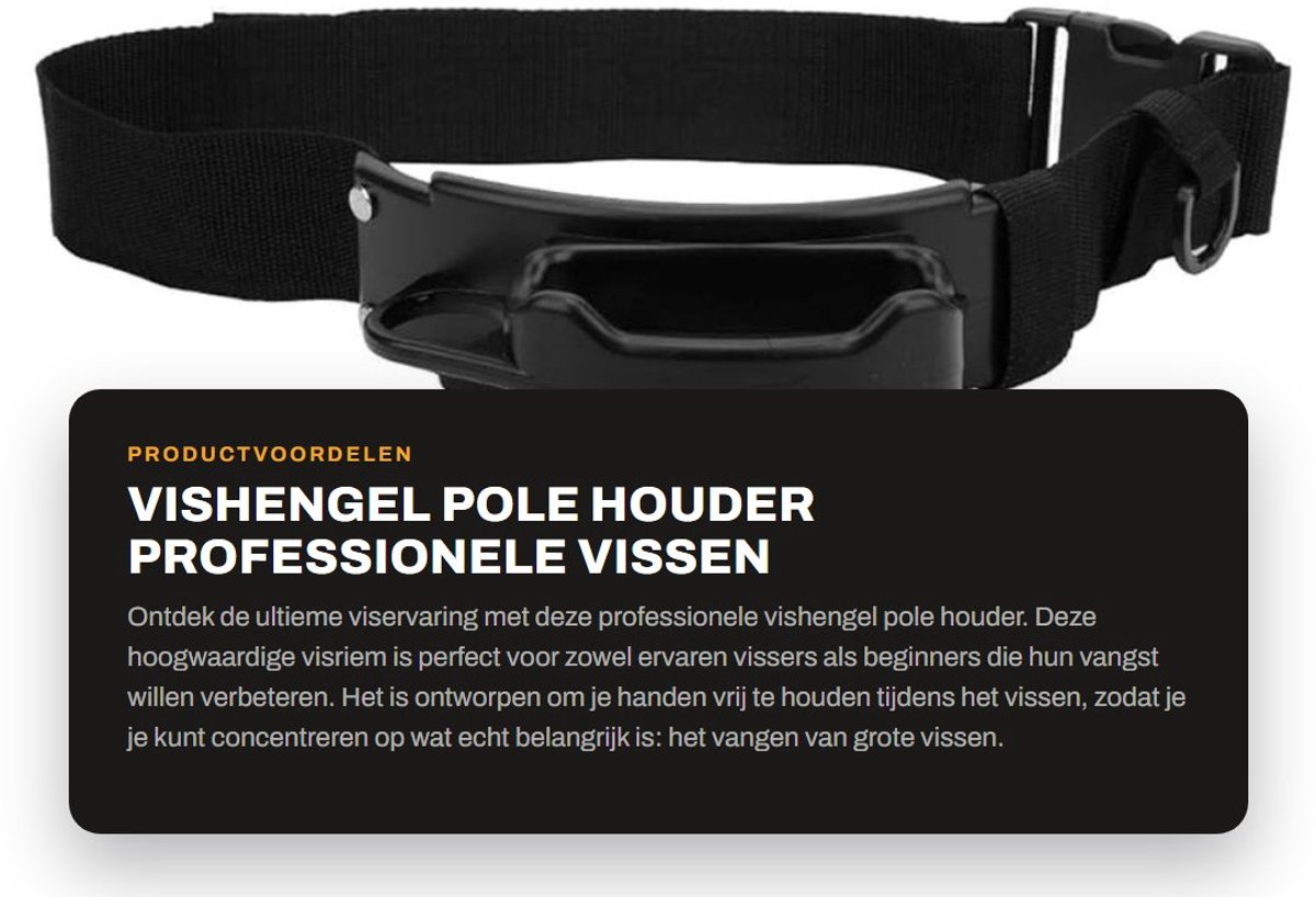 Dailygoods- Vishengelhouder Professionele Visriem - Gevechtsriem - Lichtgewicht - Sterke Materialen - Haak voor Accessoires - Verkrijgbaar in 3 Maten