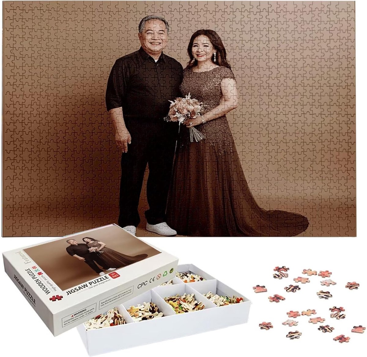 Gepersonaliseerde Puzzel - Foto Puzzel - Herinneringen Bewaren - Uniek Cadeau - 75x50cm 1314 Stukjes - Meerdere Kleuren