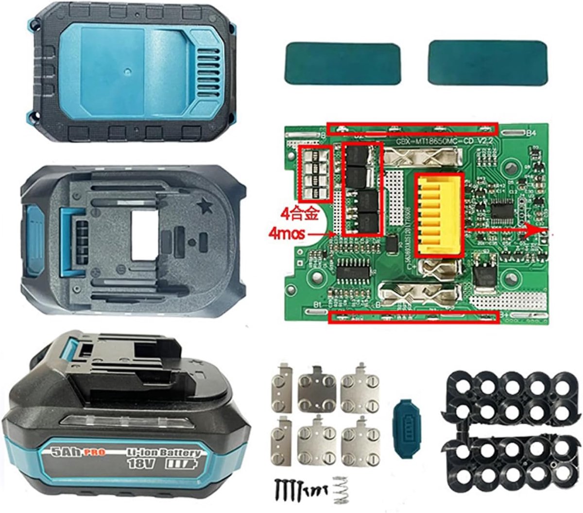 Elektrisch Gereedschap Set - Accu Tool Kit - Bouw Projecten - Dubbele LED Verlichting - 18 Volt - Zwart