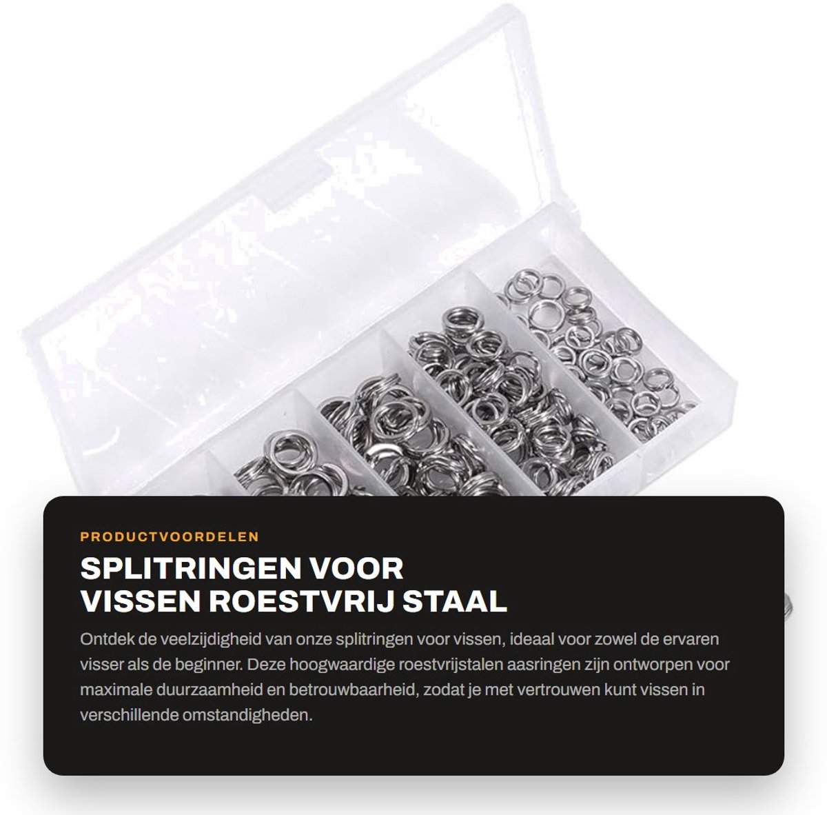 Dailygoods- Splitringen Roestvrij Staal - Aasring - Visaas - Linnen