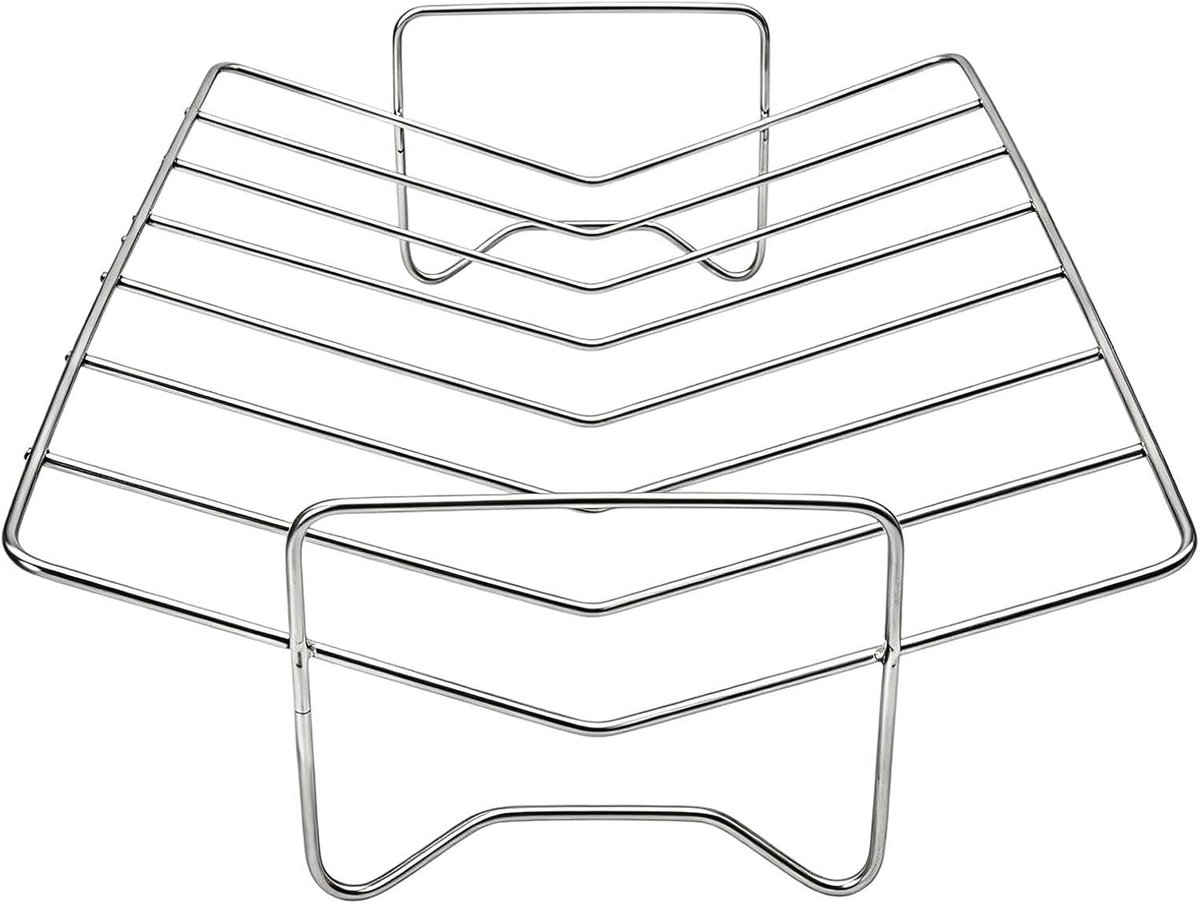 Roestvrijstalen Rooster Bakplaat Vorm Gelijkmatig Grillen V-vormige Luchtcirculatie 29 x 21 cm Zilverkleurig