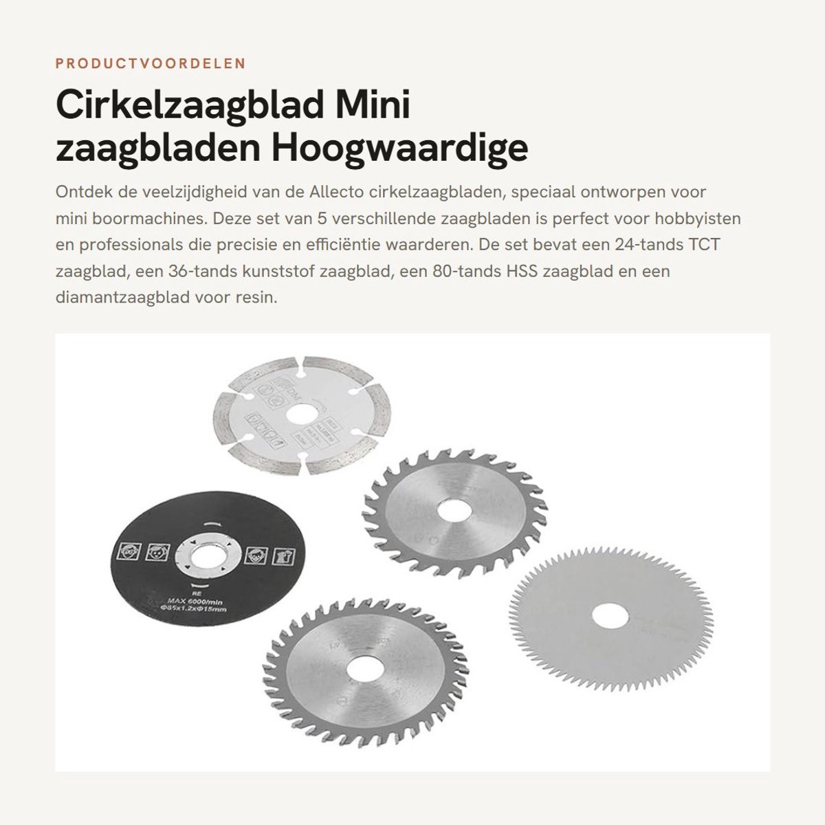 Dailygoods - Cirkelzaagblad - Mini zaagbladen - Hoogwaardige snijresultaten - 85mm - Snijdisc - Voor diverse materialen - 5 stuks