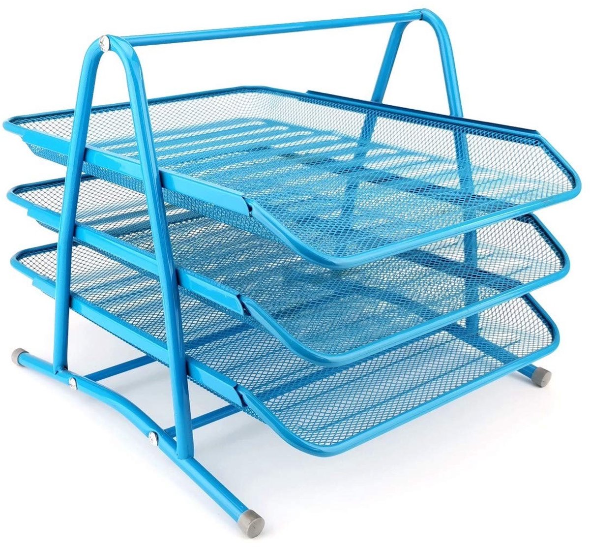 Dailygoods- Opbergvakken Bureau-organizer - Brievenbak - Documentenlade - 3 Laden - Zwart Gelakt Metaalweefsel - 205 x 103 x 98 mm