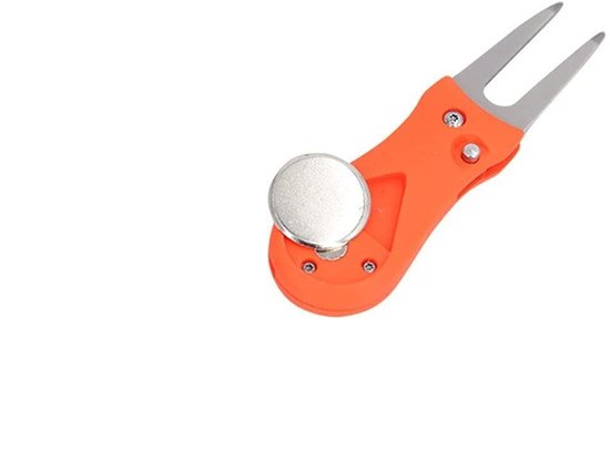 2Pcs Golf Divot Repair Tools, RVS Golf Pitch Fork met Magnetische Ball Maker Golf Vouwbare Divot Tool met Pop-up Knop voor Golfer — afbeelding 5