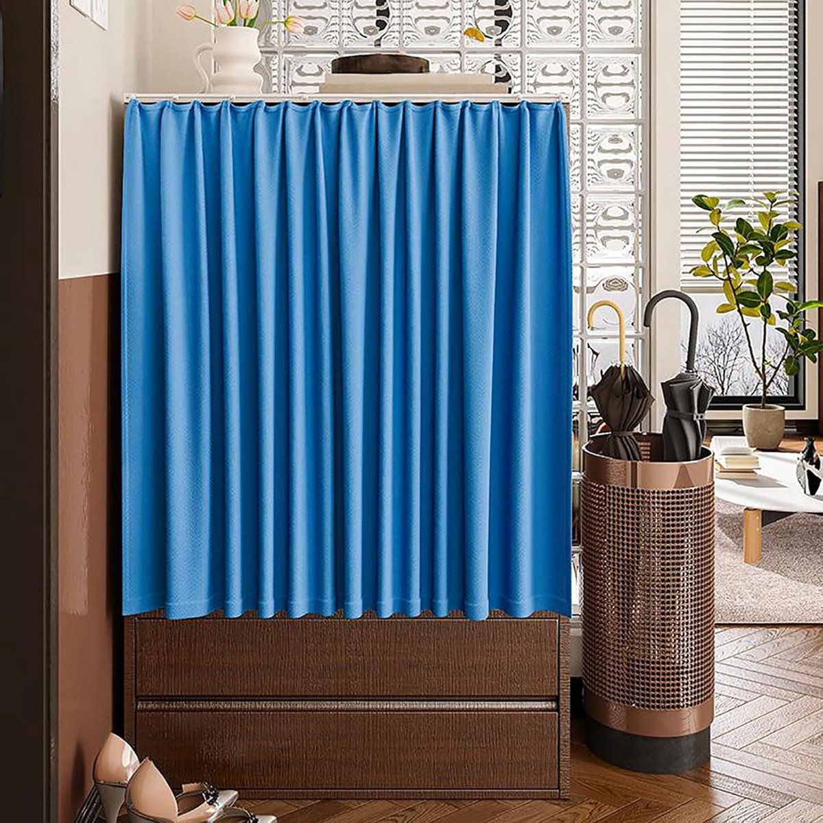 Kastgordijnen voor planken - Privacy gordijn - Stof weren - Probleemloze montage - 70 x 100 cm - Effens