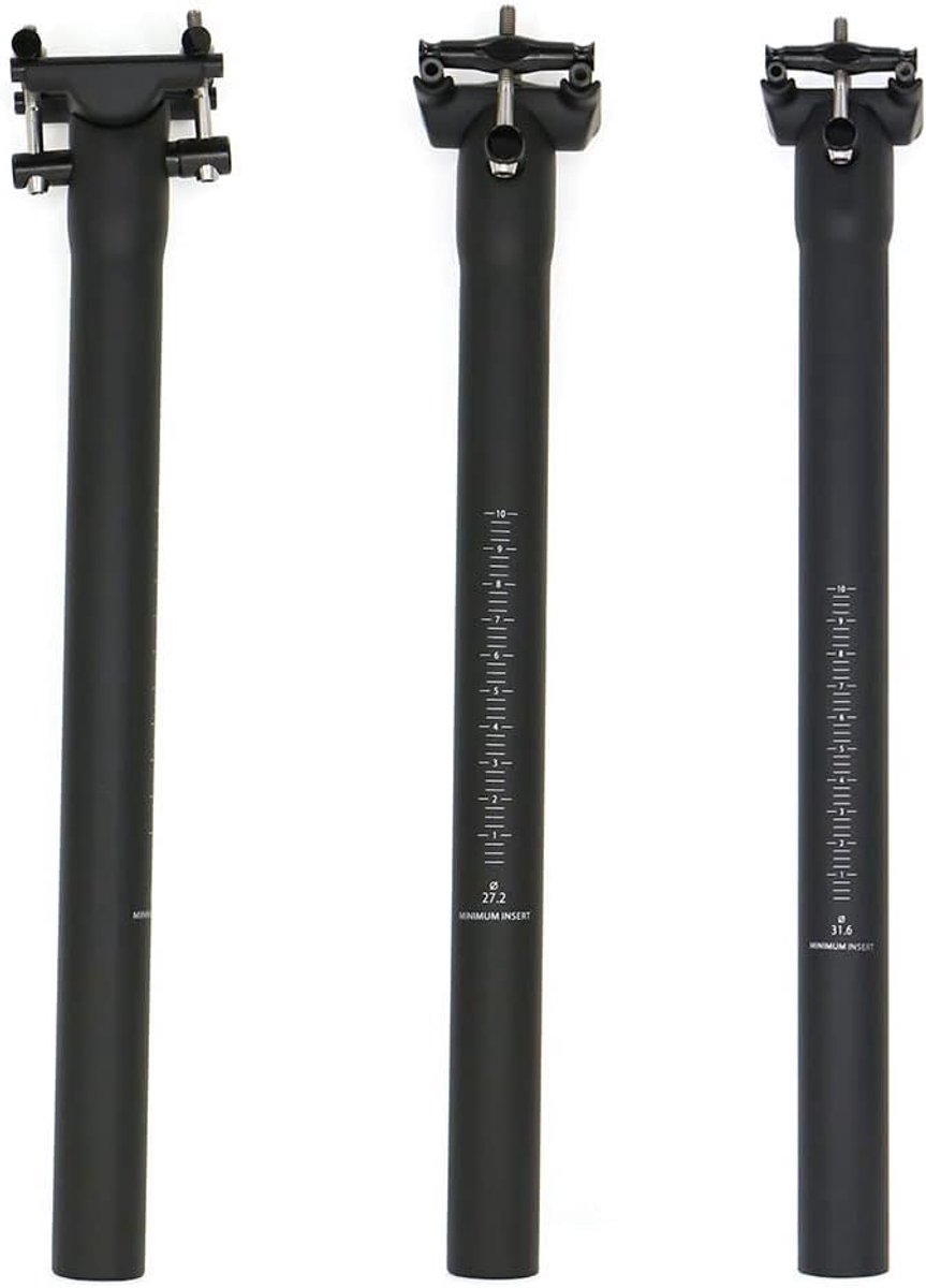 Zadelpen Koolstofvezel - Fietszadelpen MTB - Fietsen Verbeteren - Lichtgewicht UD Mat - 316x450mm - Zwart