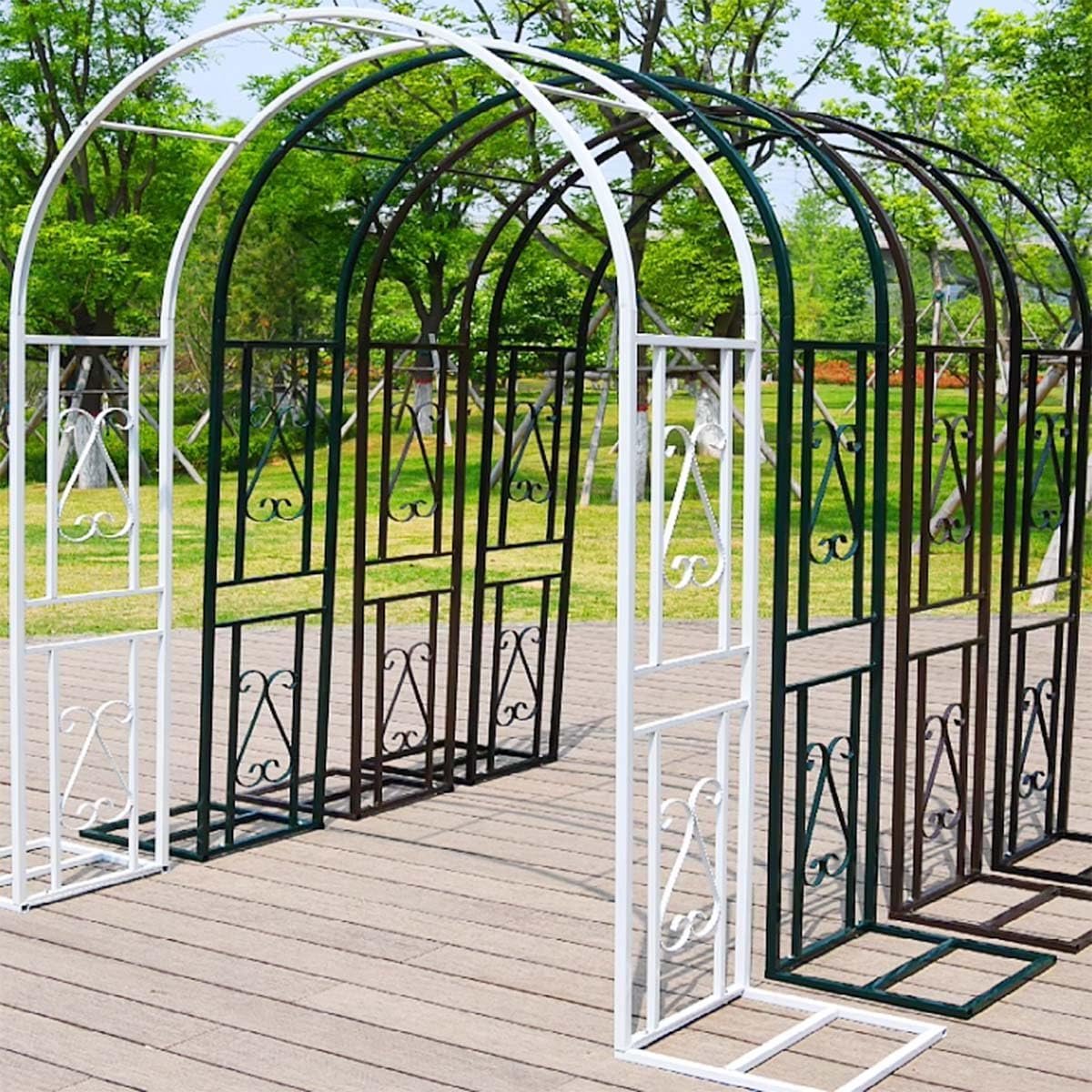 Tuinroos boog - Klimplant steun - Decoratieve tuin - Robuust metaal - 340x220 cm - Wit