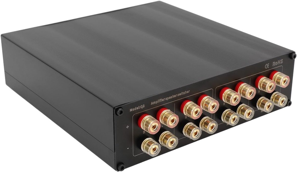 Speaker Selector Switch - Audio Switcher - Versterker Wisselen - Gouden Connectoren - 2 in 2 out - Zilver