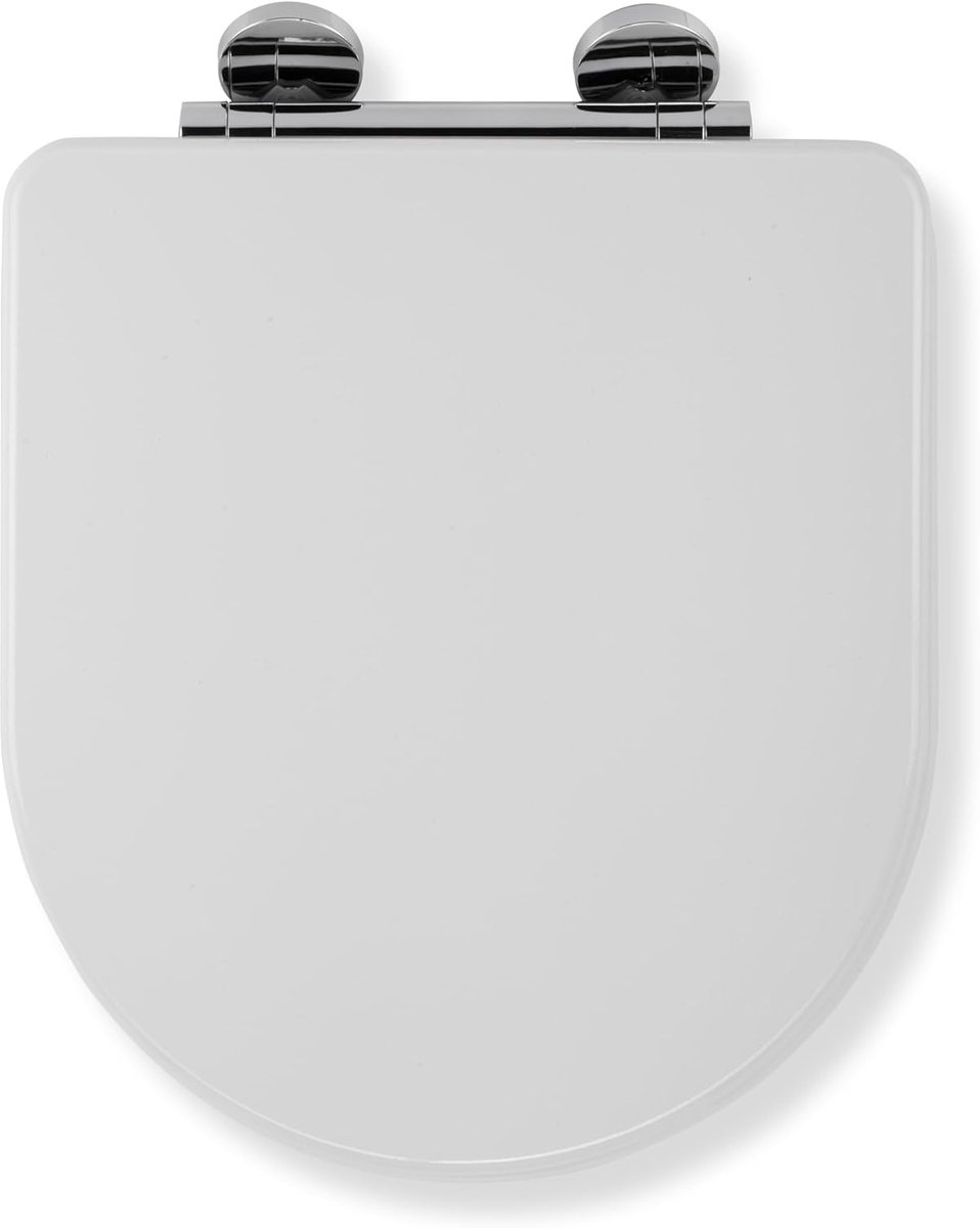 Toiletbril - WC-bril - Badkamer vernieuwen - Altijd passende scharnieren - D-vorm 43.2 cm - Wit
