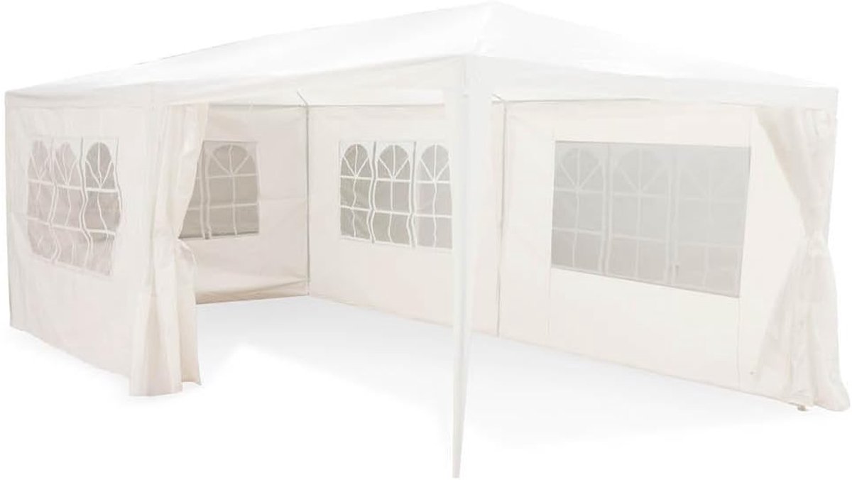 Partytent - Feesttent Paviljoen - Buitenfeest Organiseren - Inclusief Zijwanden - 3x6 Meter - Wit