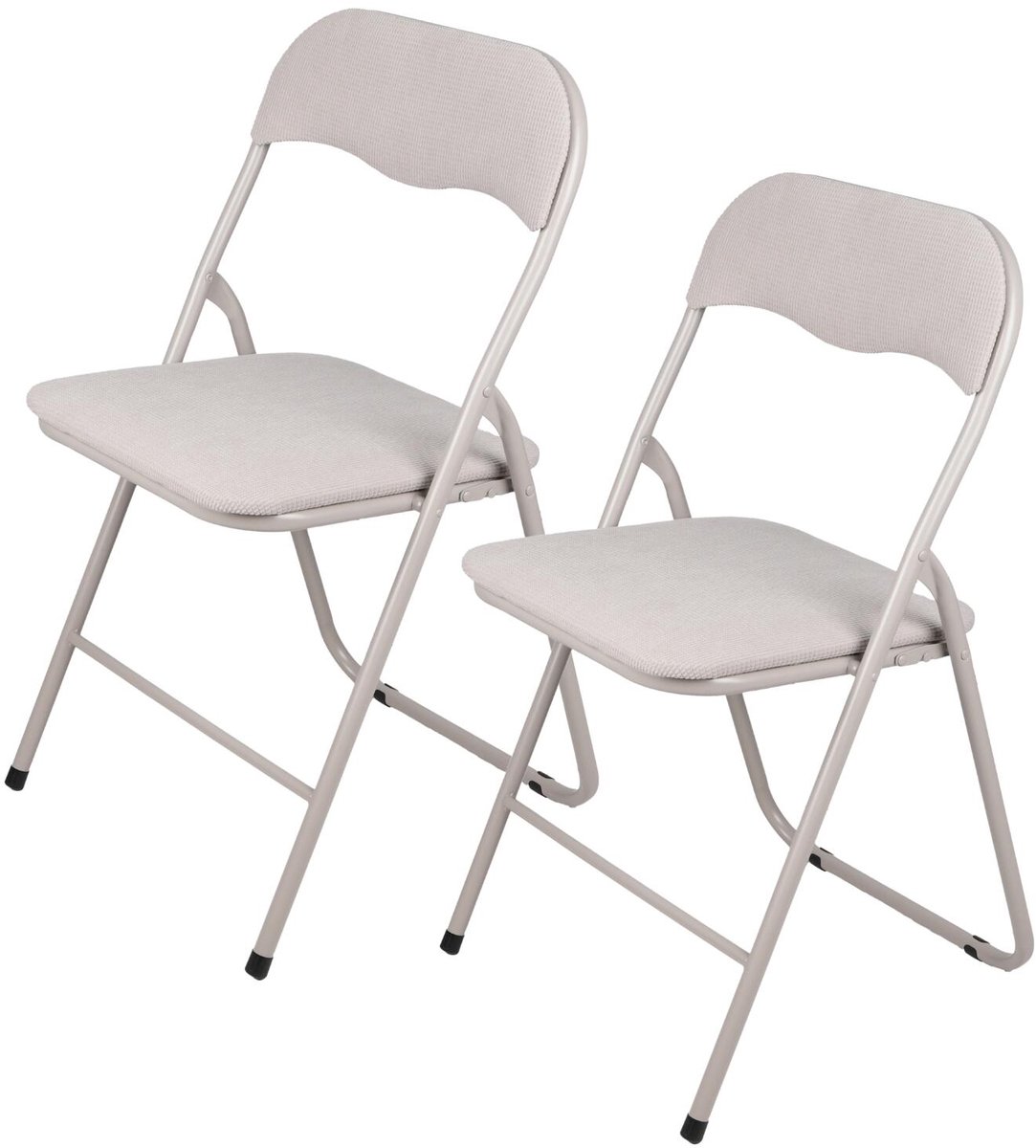 Urban Living Klapstoel - 2x - met stoffen zitting - beige - 44 x 45 x 80 cm - metaal - Bijzet stoelen - Inklapbaar Grijs
