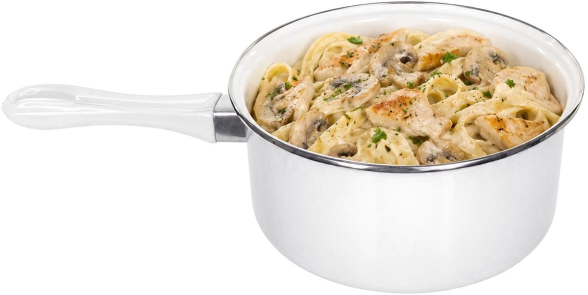 Alessandro Steelpan Cuisine - D18 cm - 2 liter - sauspan/juspan - keuken pannen - wit
