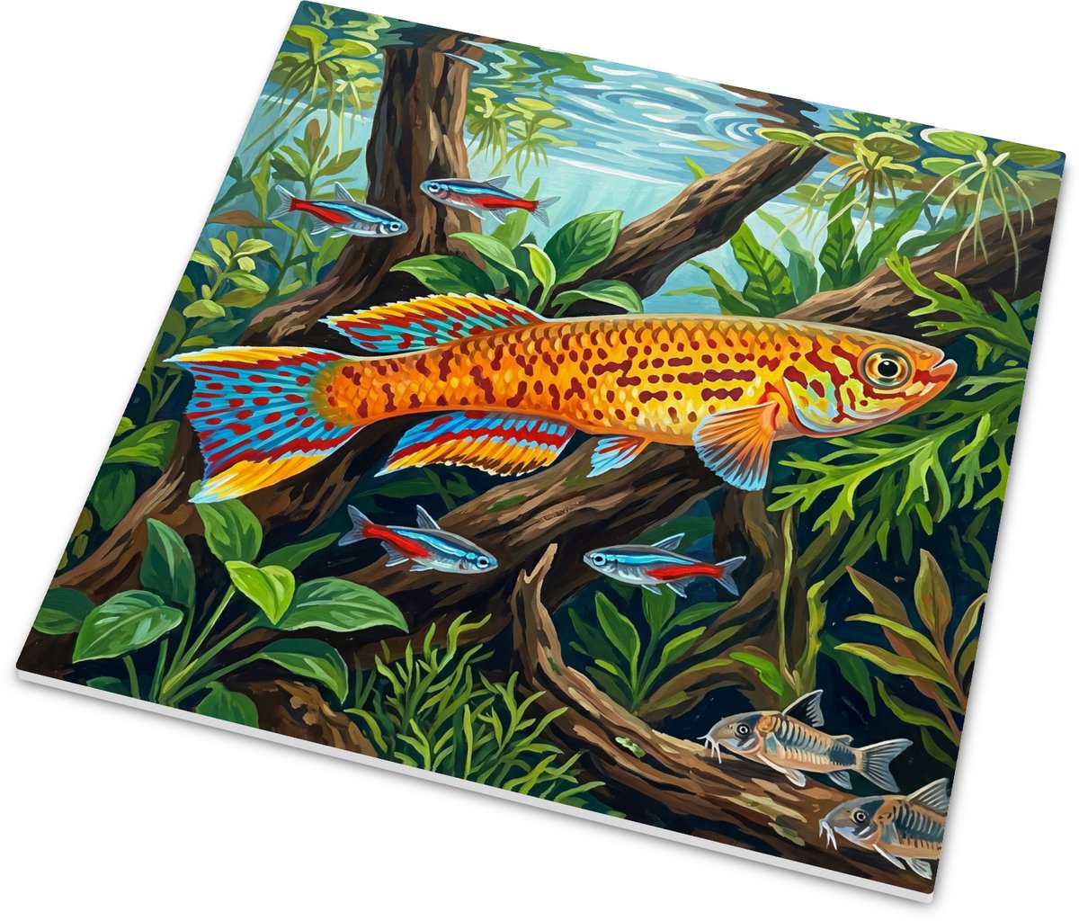 Tegeltje - Killivis - Tropisch aquarium - 15x15 cm