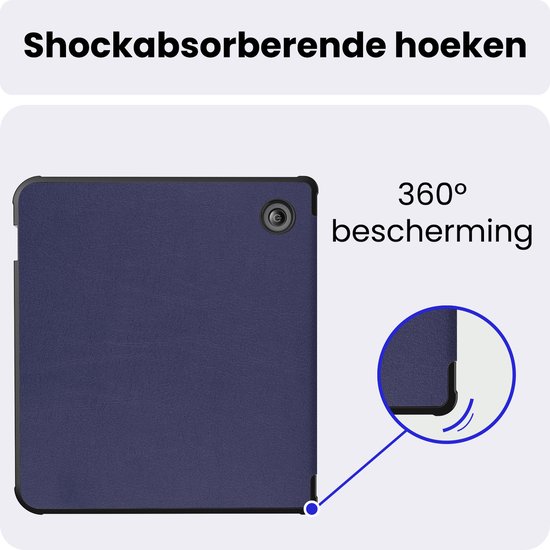 Hoes Geschikt voor Kobo Libra 2 - Met Screenprotector - Luxe E-reader Bescherm Case - Hoesje Book Cover - Donkerblauw — afbeelding 4