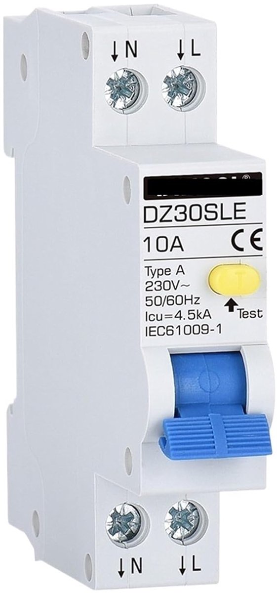 Foutstroomonderbreker DPNL - Aardlekschakelaar - Elektrische beveiliging - Type A 45KA - 16A - Grijs