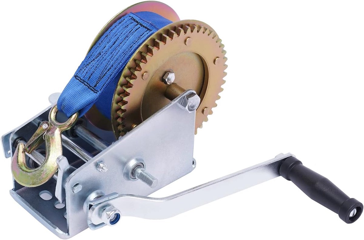 Handlier Met Band - Treklier Werkplaatslier - Zware Lasten Verplaatsen - Dubbele Zelfblokkering - 1590 Kg Capaciteit - Zilver