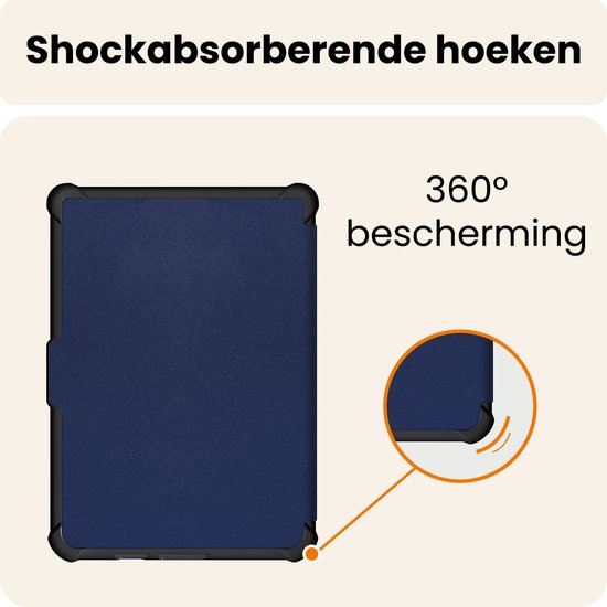 Hoesje Geschikt voor Kobo Clara HD Hoes Book Case Trifold - Hoes Geschikt voor Kobo Clara HD Hoesje Book Cover - Donkerblauw van Hoesje  — afbeelding 5