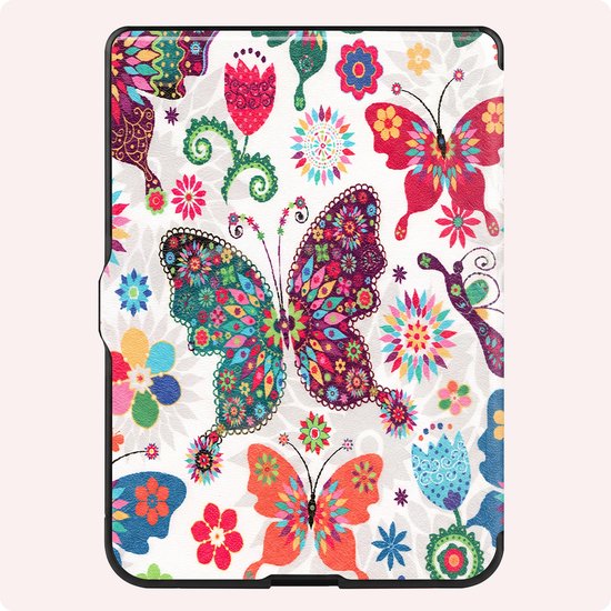 Hoes Geschikt voor Kobo Nia Hoesje Bookcase Cover Book Case Hoes Sleepcover Trifold - Vlinders — afbeelding 5
