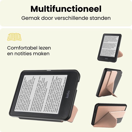 Hoes Geschikt voor Kobo Nia - E-reader Bescherm Hoesje Case Sleep Cover Trifold - Hoes Geschikt voor Kobo Nia Hoesje - Rosé Goud — afbeelding 3