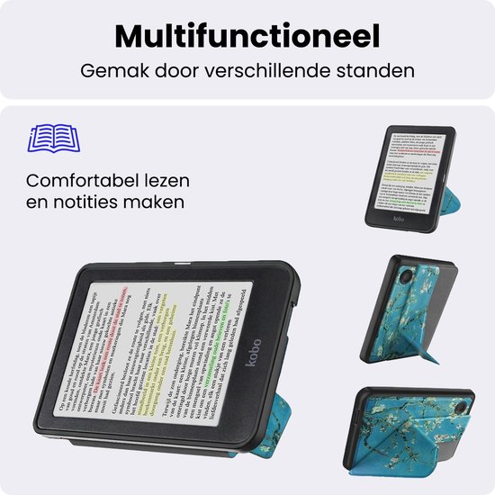 Hoes Geschikt voor Kobo Clara Colour - Luxe E-reader Trifold Case - Bescherm Hoesje Book Cover - Bloesem — afbeelding 3