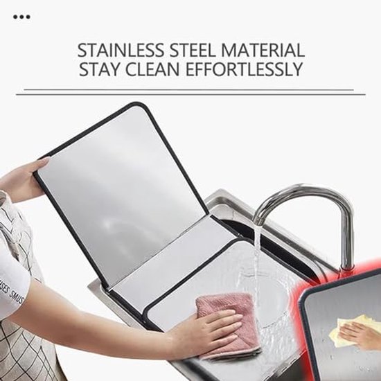 Opvouwbaar Spatscherm - Keuken Scherm - Schoon Koken - Hittebestendig Roestvrij Staal - Opvouwbaar Ontwerp - Zilverkleurig — afbeelding 5