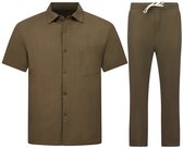 Linnen Oversized Twinset - Zomerset Heren - Linnen Overhemd Heren - Linnen Broek Heren - 7165 - Bruin