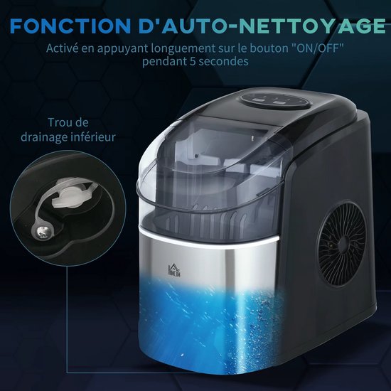 JOYNEXTBUY - Draagbare IJsblokjesmachine - Elektrische IJsmachine met 1,7 Liter Watertank - 9 IJsblokjes in 6-12 Minuten - Inclusief IJsmandje en IJsschep - Voor Thuis, Keuken, Kantoor en Bar van joynextbuy — afbeelding 3