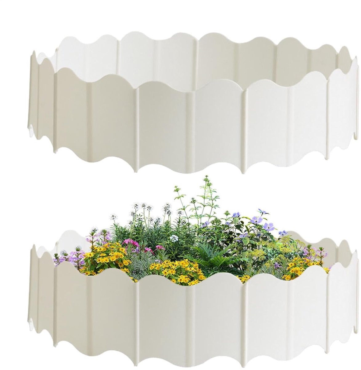 Tuinafscheiding 20 stuks - Decoratieve randen - Gazon afbakenen - Moeiteloze installatie - 16 cm hoog - Wit