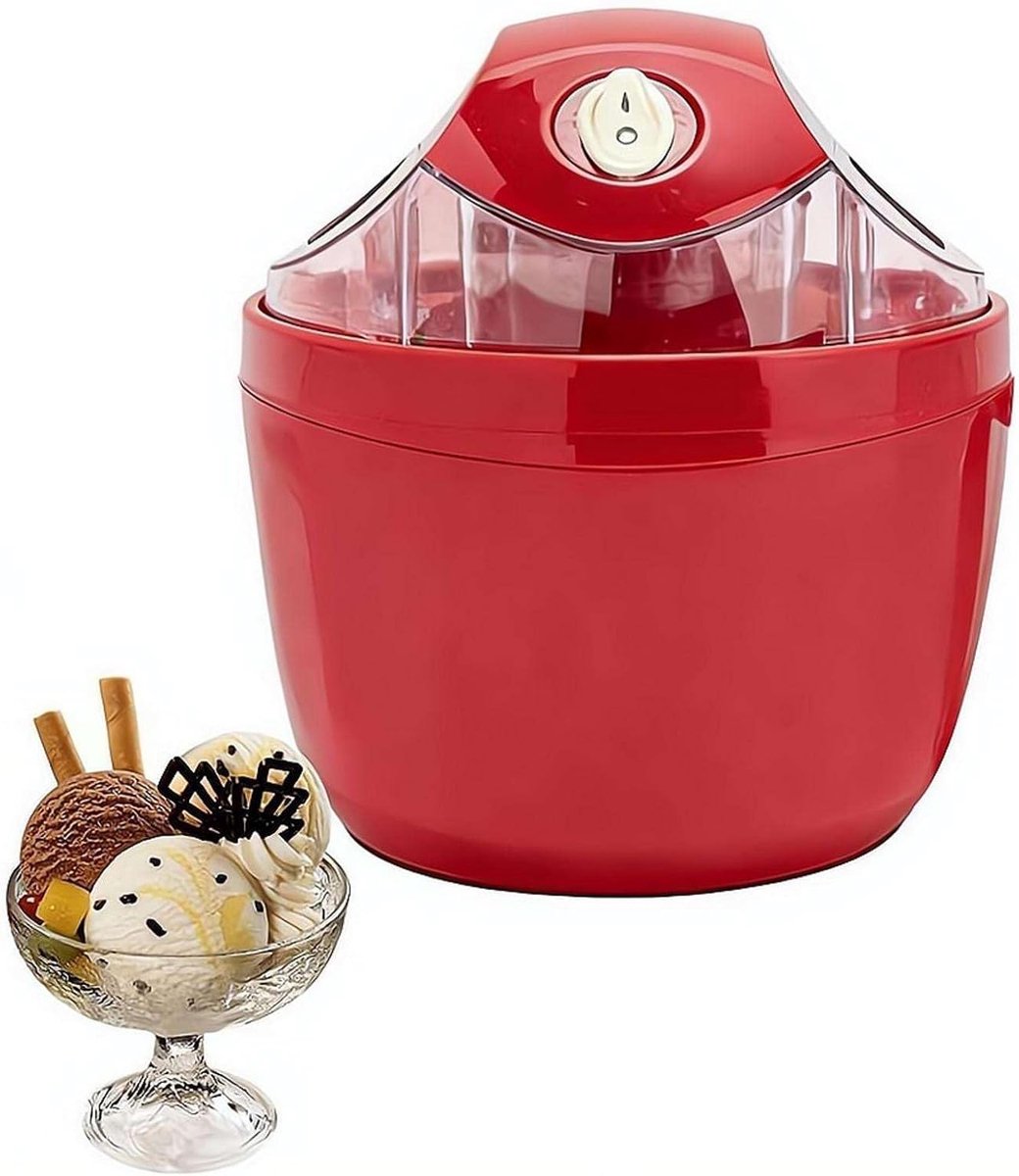 Mini IJsmachine - Dessertmaker - Thuis Desserts Maken - Eenvoudige Bediening - Compact Formaat - Rood