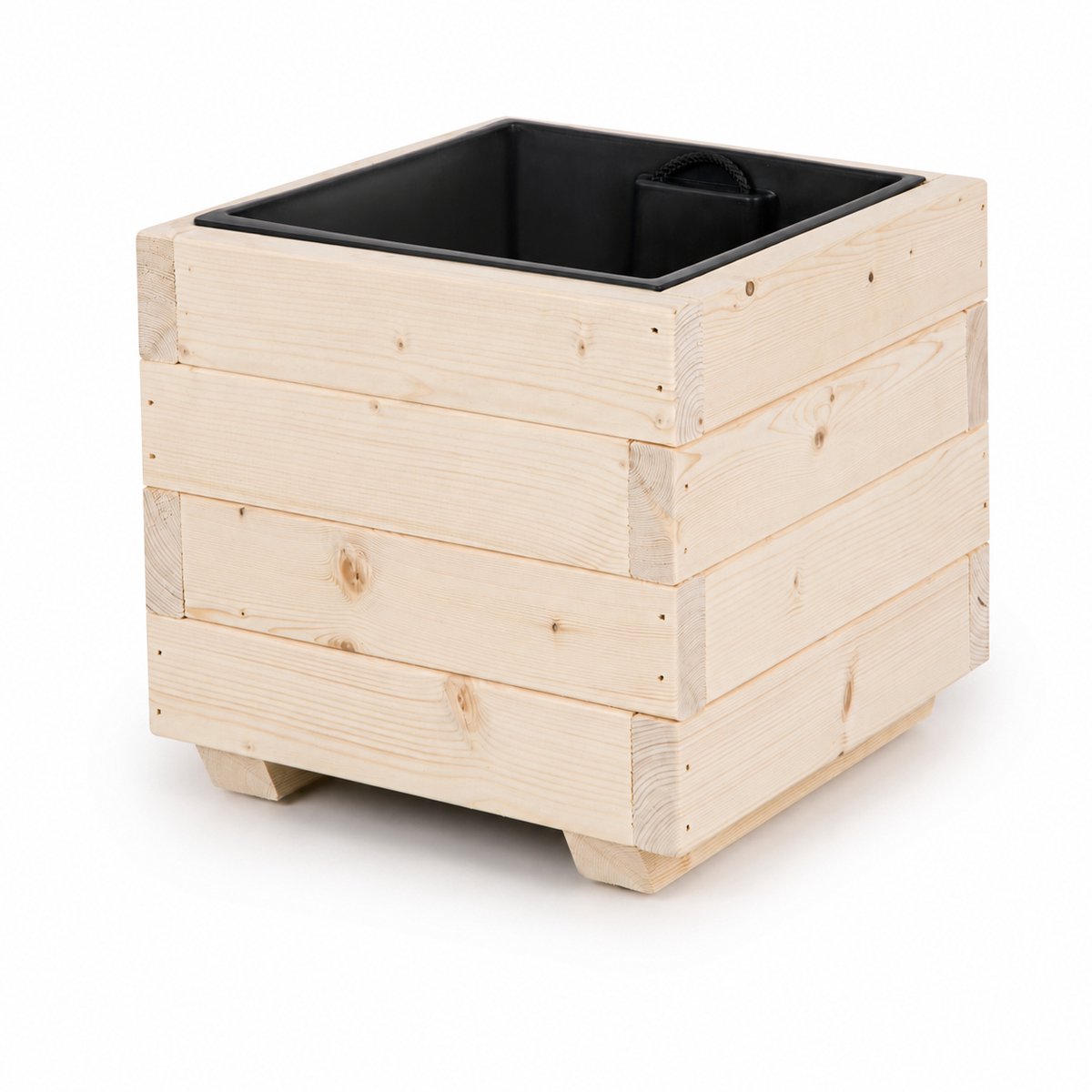 Plant&Bak Plantenbak met Binnenbak Vurenhout L33 × B33 × H32 cm – Houten Plantenbak voor Buiten – Uitneembare Binnenbak – Naturel