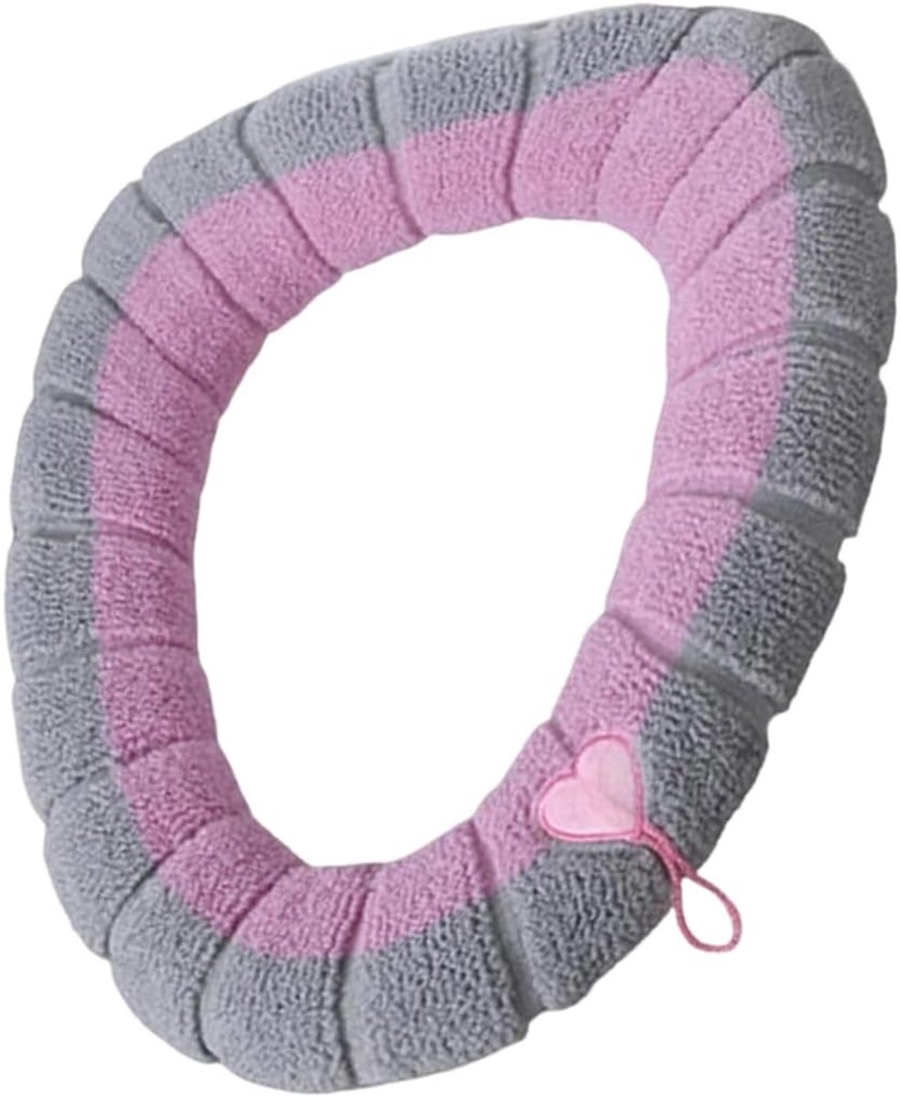 Toiletbril hoes - Warme toiletzitting - Badkamer comfort - Verdikt breiontwerp - 42 x 32 cm - Roze