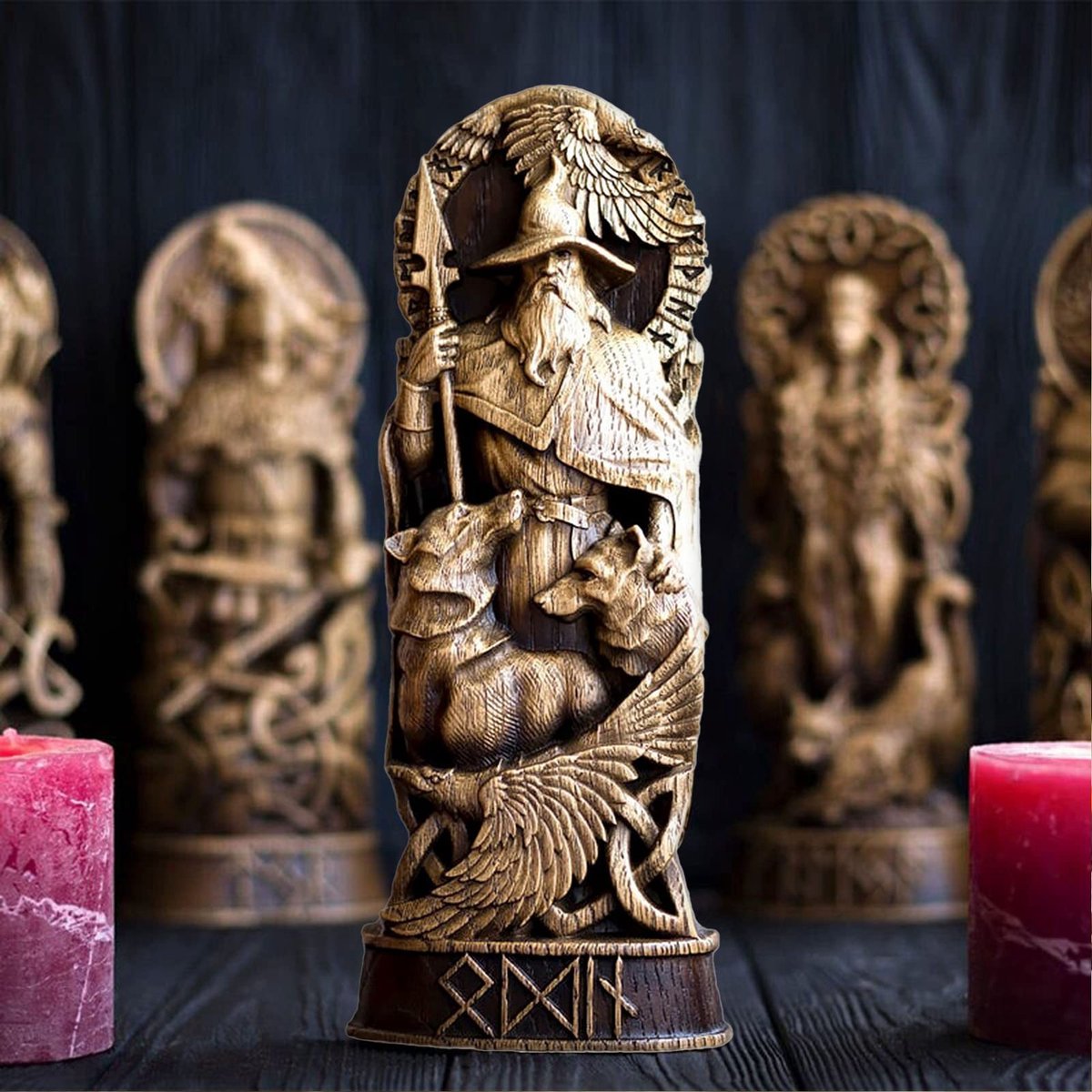 Dailygoods- Odin Figuur - Decoratieve Beeld - Scandinavische God - Germaanse Sculptuur - Ornament voor Wijnkast/Boekenkast - Symboliseert Wijsheid