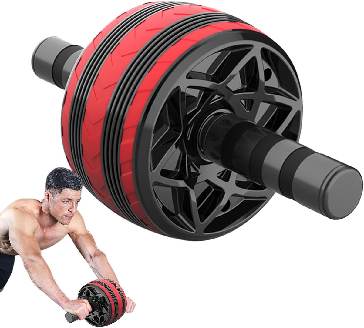 Buikspierwiel - Core trainer - Krachtopbouw - Automatische terugkeer - 4 inch breed - Rood