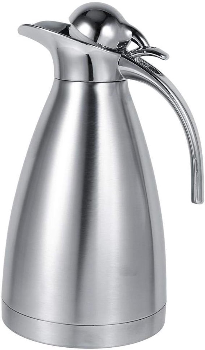 Thermoskan - Isolatiepot - Dranken Warm Houden - Dubbelwandige Isolatie - 2 Liter - Zilverkleurig