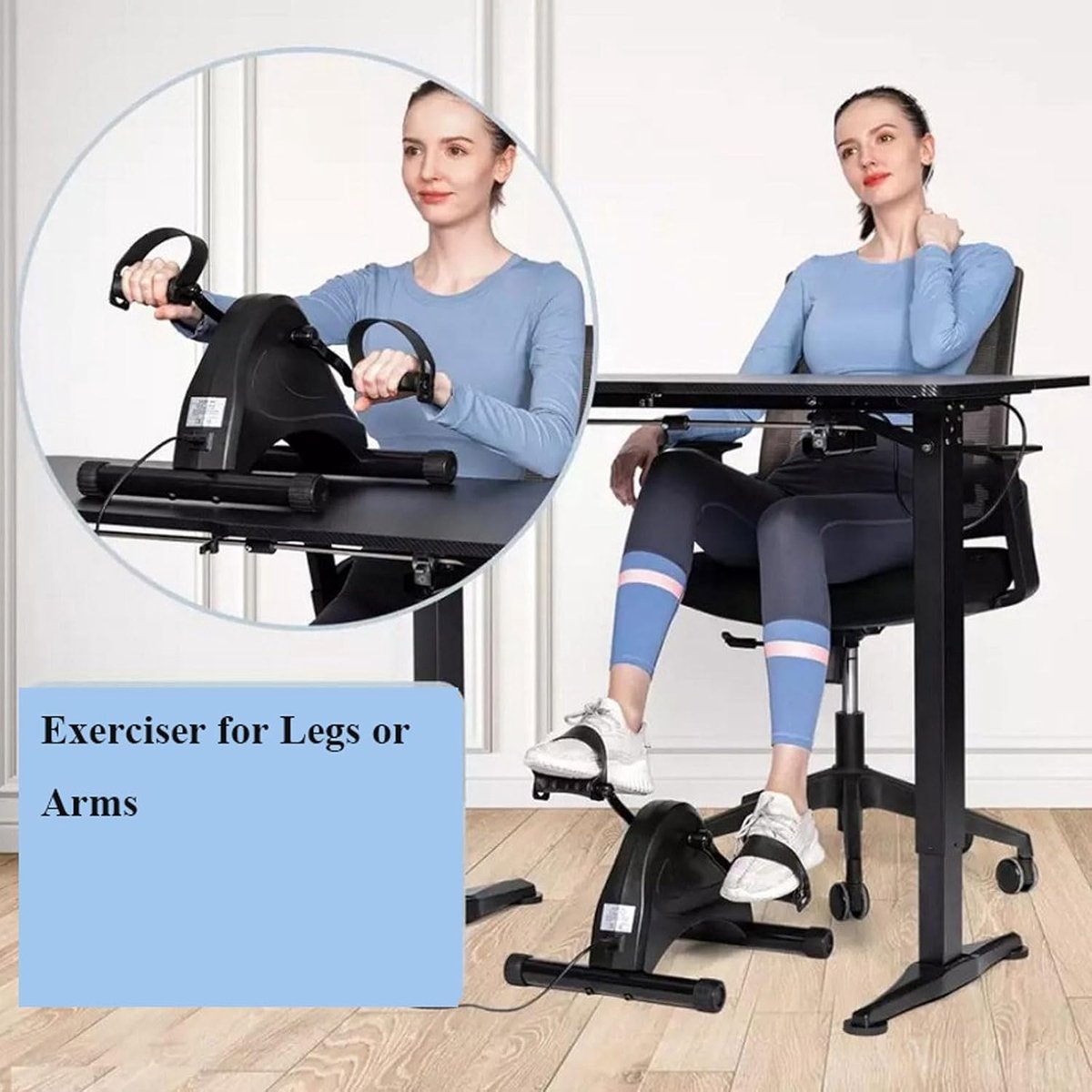 Onder Desk Trainer - Fiets Trainer - Fitness Thuis - Compact Ontwerp - 35 cm Lengte - Wit