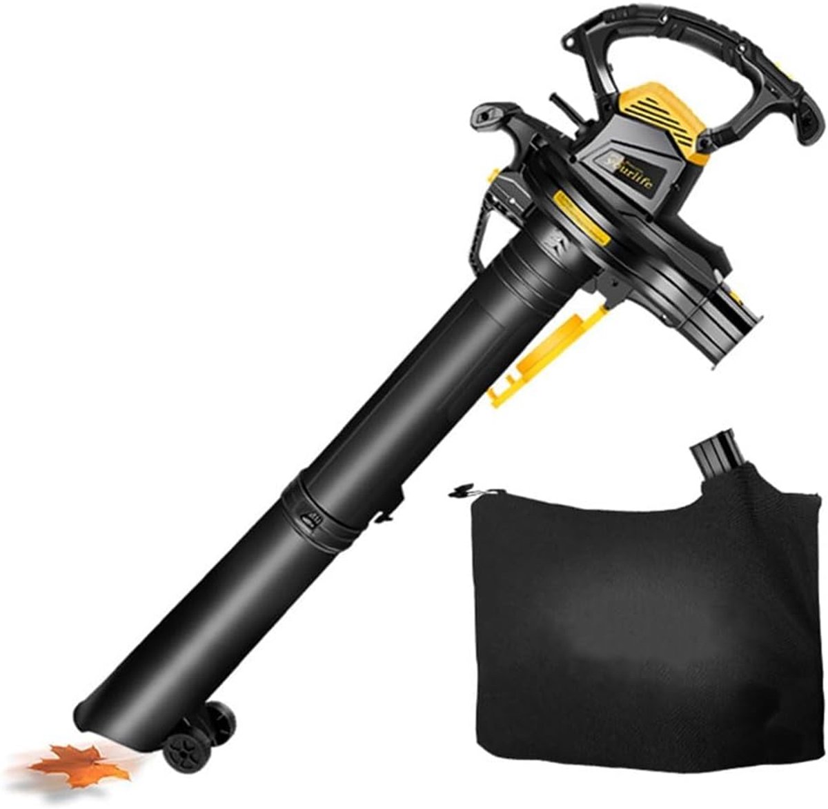Elektrische Tuinblower - Bladzuiger Versnipperaar - Tuinonderhoud Gemak - 3-in-1 Functionaliteit - 40L Opvangzak - Geel