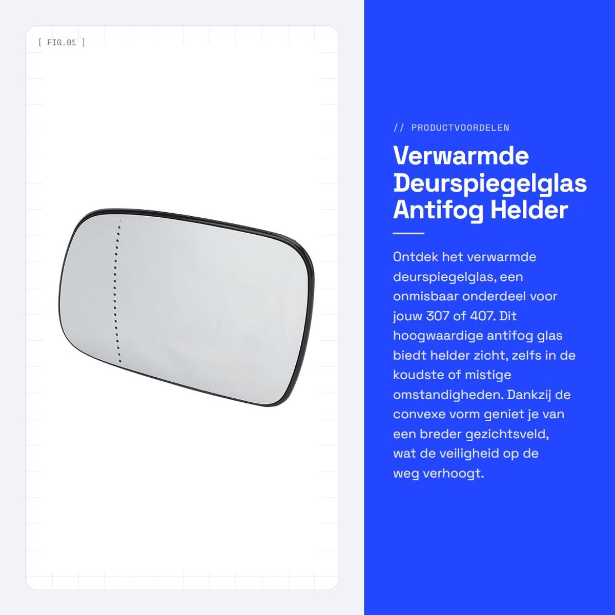 Dailygoods- Deurspiegelglas Verwarmd - Convex Antifog - 12V Helder - Slijtvast - Duurzaam - Lange levensduur - Spiegelglas