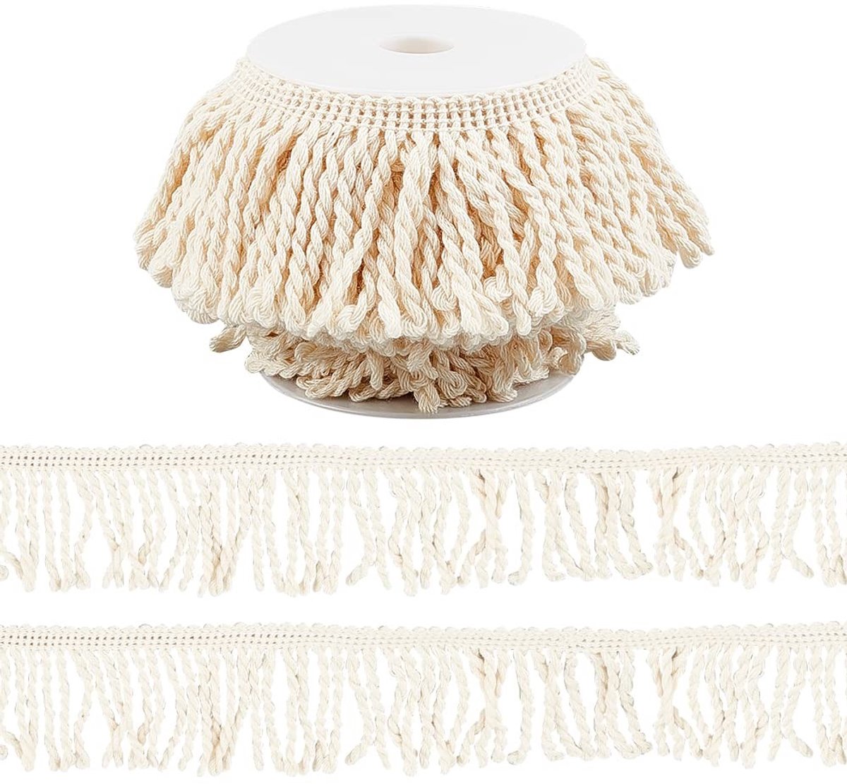 Dailygoods- Franjes 10 meter - Katoenen Kwastlint - Decoratie Lint - Bloemenpatroon - Gewichten - Hoogwaardig Materiaal - Decoratielint