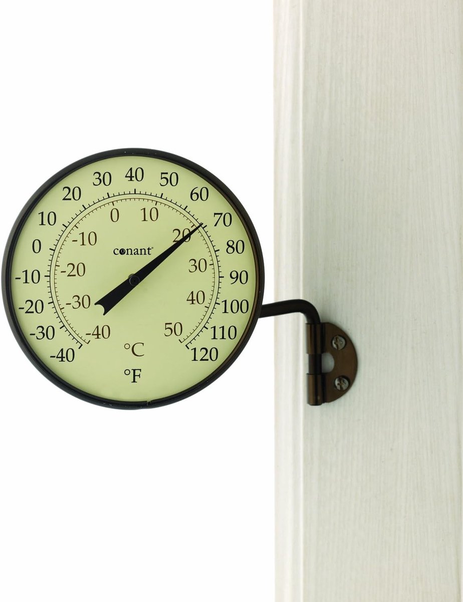 Weerthermometer - Buitenmeter - Temperatuur Meten - Duidelijk Afleesbaar - 10cm Cijferblad - Brons