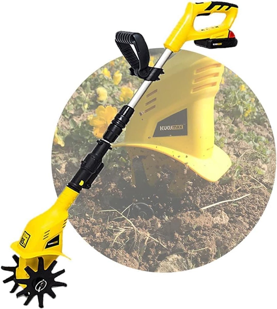 Elektrische Verticuteermachine - Tuinfrees Cultivator - Tuinbewerking Grond - Draadloos Lichtgewicht - 16cm Diepte - Zwart