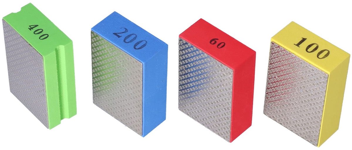 Dailygoods- Polijstpads 4 Stuks - Diamant Korrel 60/100/200/400 - Herbruikbare Schuim Schuurblokken - Geschikt voor Tegel/Glas/Metaal - Voor Grof tot Fijn Polijsten