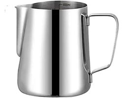 Melkkannetje Roestvrij Staal - Opschuimkan Koffie - Latte Art Maken - Nauwkeurige Schenktuit - 350 ml - Zilverkleurig